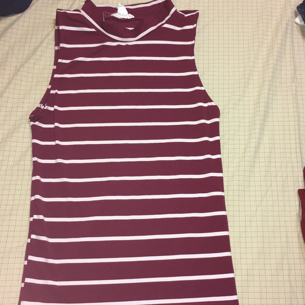 burgundy striped halter tank top